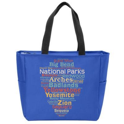 National Parks List Word Cloud Camping Hiking Zip Tote Bag