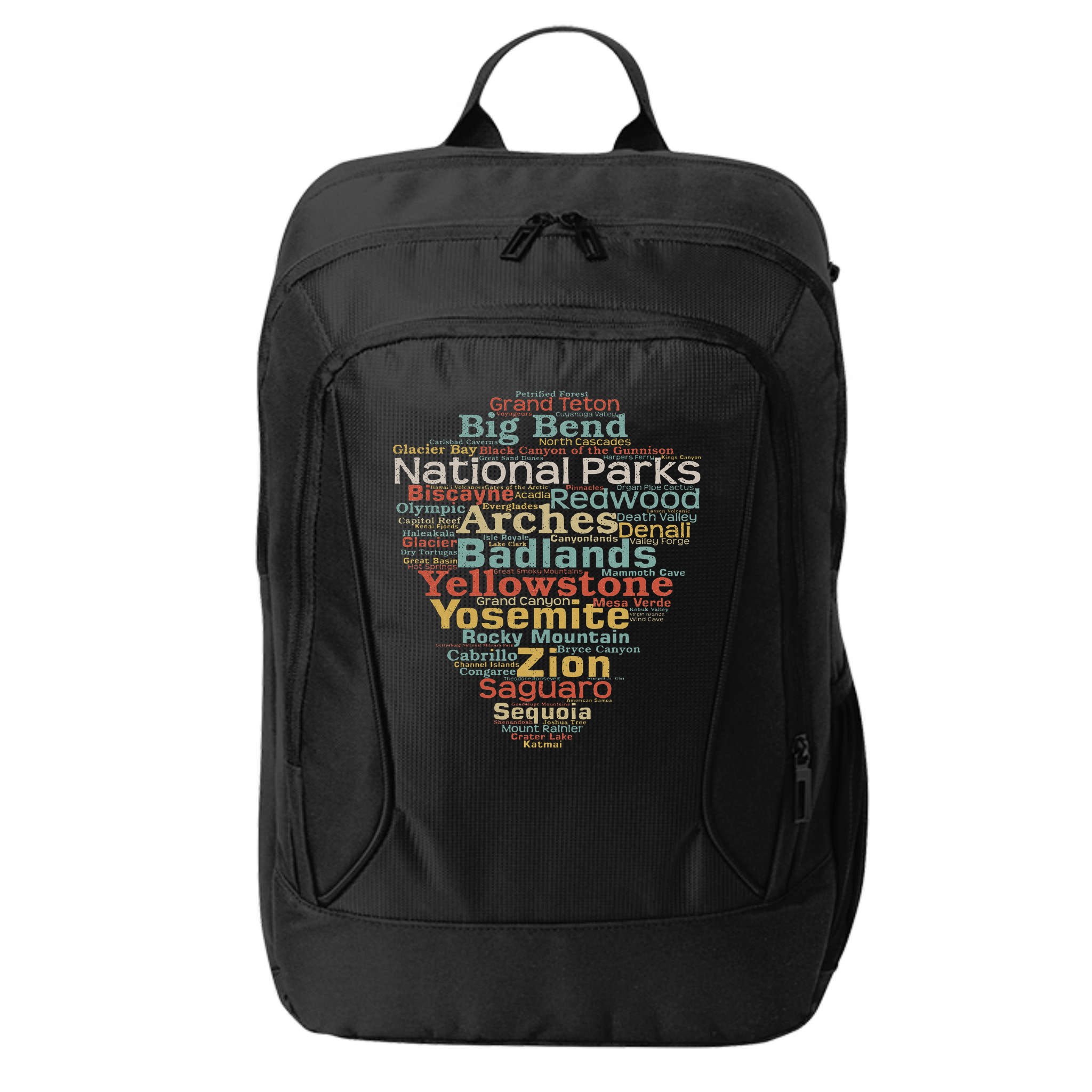 National Parks List Word Cloud Camping Hiking Women City Backpack
