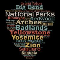 National Parks List Word Cloud Camping Hiking Women Womens T-Shirt