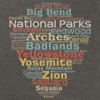 National Parks List Word Cloud Camping Hiking Women Cotton Canvas Backpack