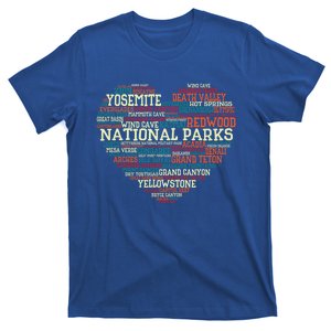 National Parks List Word Cloud Heart Camping Gift T-Shirt