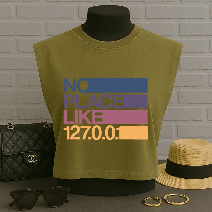 No Place Like 127.0.0.1 Localhost Geek Garment-Dyed Women's Muscle Tee