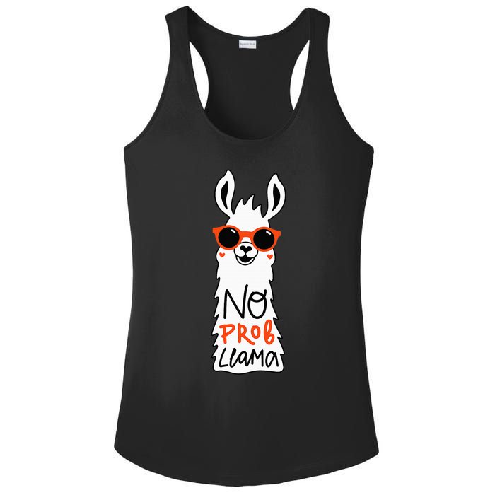 No Prob Llama Funny Quote Llamas Alpacas Lover Gift Ladies PosiCharge Competitor Racerback Tank