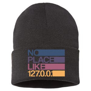 No Place Like 127.0.0.1 Localhost Geek Sustainable Knit Beanie