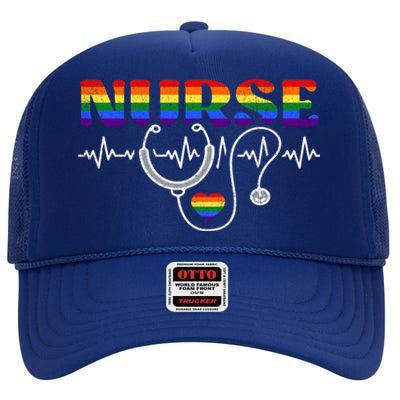 Nurse Pride Lgbt Gift High Crown Mesh Back Trucker Hat