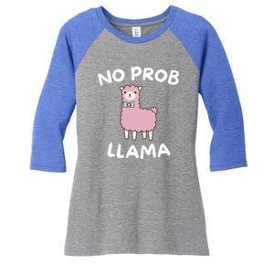 No Problem Llama Funny Women's Tri-Blend 3/4-Sleeve Raglan Shirt