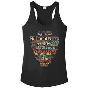 National Parks List Word Cloud Camping Hiking Funny Gift Ladies PosiCharge Competitor Racerback Tank