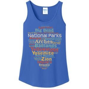 National Parks List Word Cloud Camping Hiking Funny Gift Ladies Essential Tank