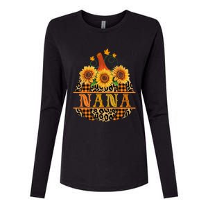 Nana Pumpkin Leopard Print Sunflower Buffalo Plaid Grandma Gift Womens Cotton Relaxed Long Sleeve T-Shirt