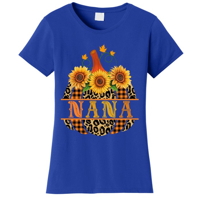 Nana Pumpkin Leopard Print Sunflower Buffalo Plaid Grandma Gift Women's T-Shirt