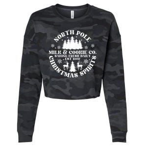 North Pole Milk And Cookie Co Gingerbread Christmas Bakery Cropped Pullover Crew