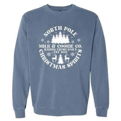 North Pole Milk And Cookie Co Gingerbread Christmas Bakery Garment-Dyed Sweatshirt