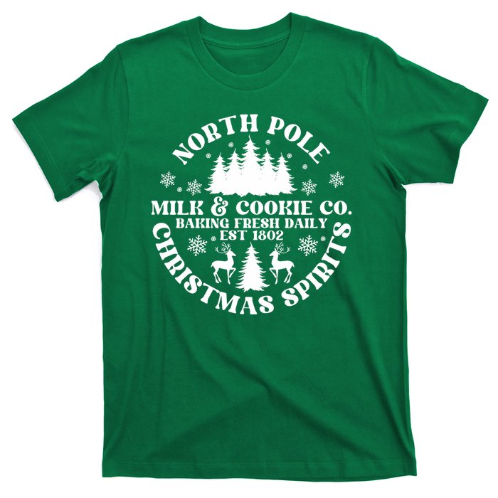 North Pole Milk And Cookie Co Gingerbread Christmas Bakery T-Shirt