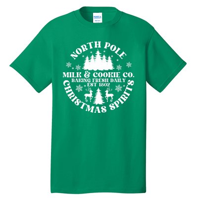 North Pole Milk And Cookie Co Gingerbread Christmas Bakery Tall T-Shirt