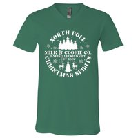 North Pole Milk And Cookie Co Gingerbread Christmas Bakery V-Neck T-Shirt