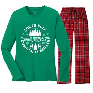 North Pole Milk And Cookie Co Gingerbread Christmas Bakery Women's Long Sleeve Flannel Pajama Set 