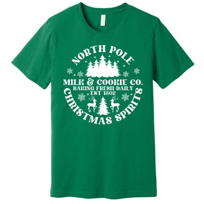 North Pole Milk And Cookie Co Gingerbread Christmas Bakery Premium T-Shirt