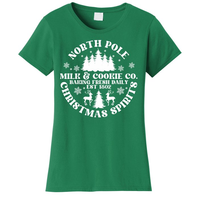 North Pole Milk And Cookie Co Gingerbread Christmas Bakery Women's T-Shirt