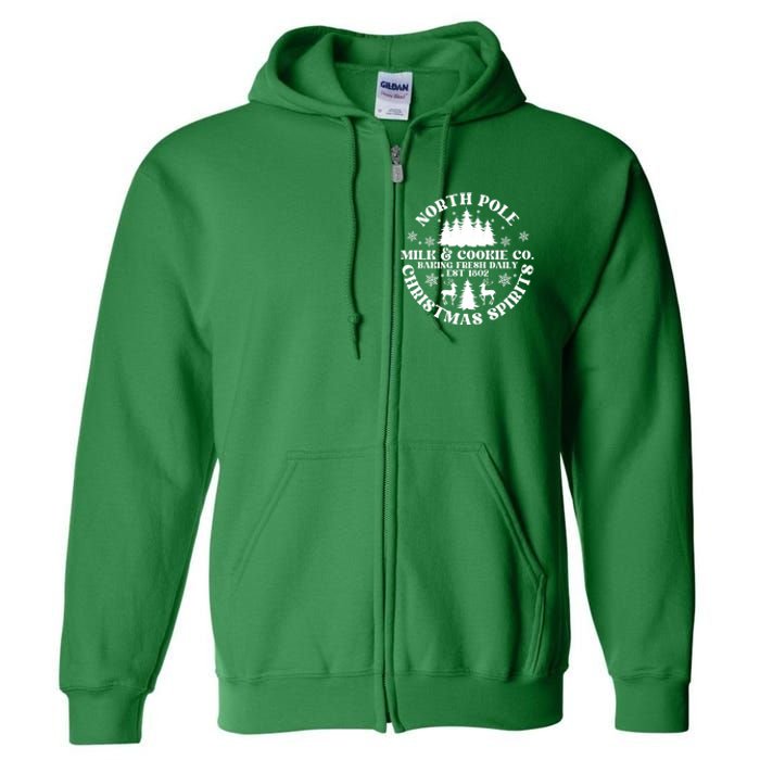 North Pole Milk And Cookie Co Gingerbread Christmas Bakery Full Zip Hoodie