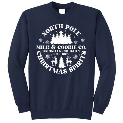 North Pole Milk And Cookie Co Gingerbread Christmas Bakery Tall Sweatshirt