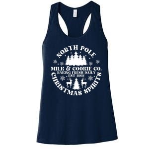 North Pole Milk And Cookie Co Gingerbread Christmas Bakery Women's Racerback Tank