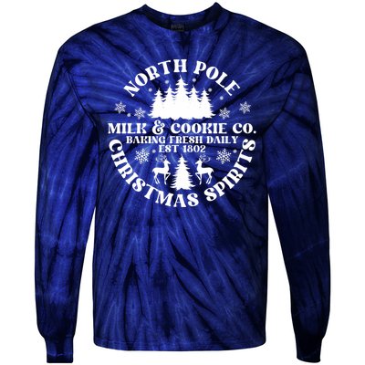 North Pole Milk And Cookie Co Gingerbread Christmas Bakery Tie-Dye Long Sleeve Shirt