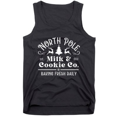 North Pole Milk And Cookie Co Vintage Christmas Company Tank Top