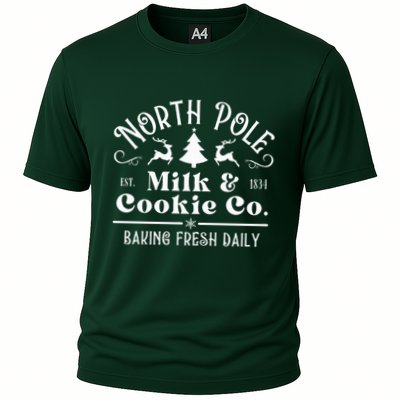 North Pole Milk And Cookie Co Vintage Christmas Company Performance Shirt