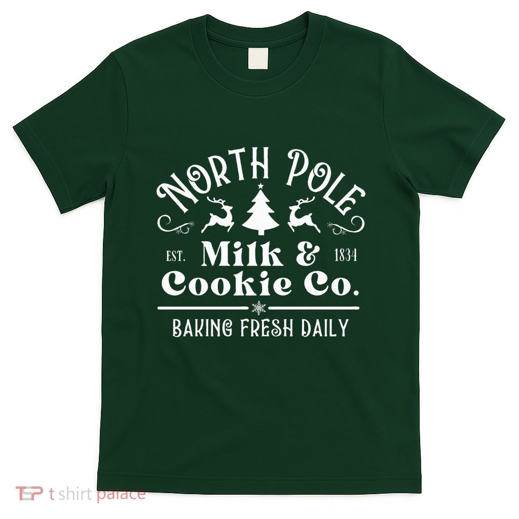 North Pole Milk And Cookie Co Vintage Christmas Company T-Shirt