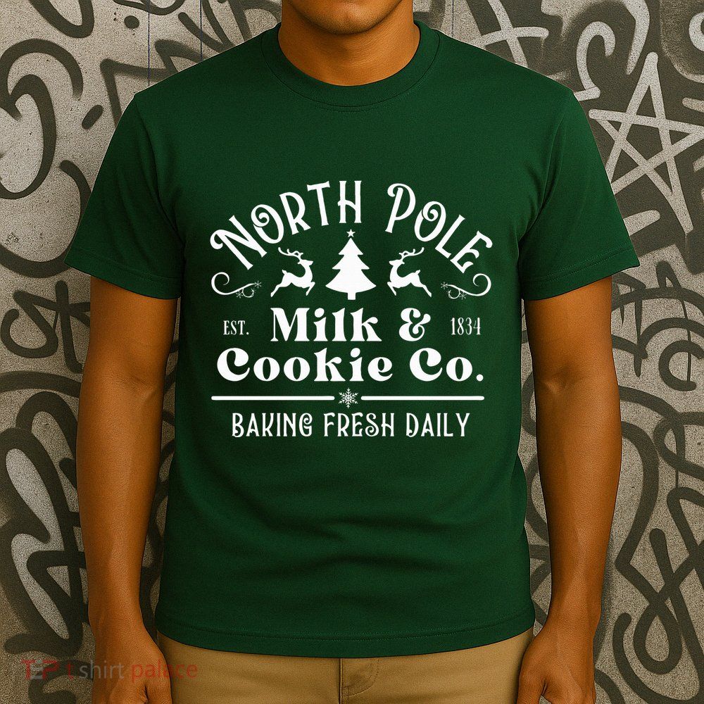 North Pole Milk And Cookie Co Vintage Christmas Company T-Shirt