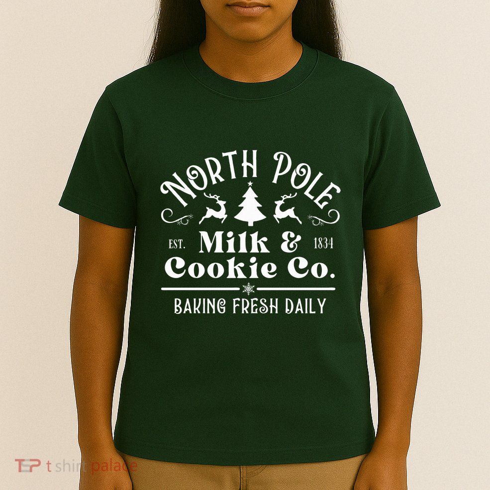 North Pole Milk And Cookie Co Vintage Christmas Company T-Shirt