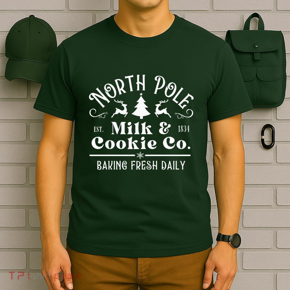 North Pole Milk And Cookie Co Vintage Christmas Company T-Shirt