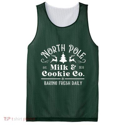 North Pole Milk And Cookie Co Vintage Christmas Company Mesh Reversible Basketball Jersey Tank