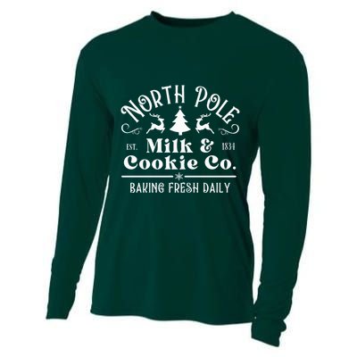 North Pole Milk And Cookie Co Vintage Christmas Company Cooling Performance Long Sleeve Crew