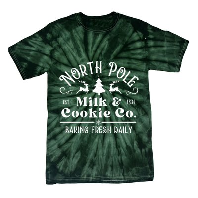 North Pole Milk And Cookie Co Vintage Christmas Company Tie-Dye T-Shirt