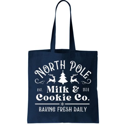 North Pole Milk And Cookie Co Vintage Christmas Company Tote Bag