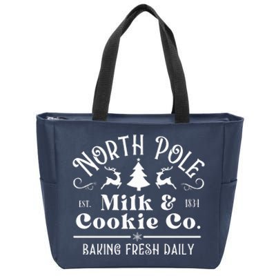 North Pole Milk And Cookie Co Vintage Christmas Company Zip Tote Bag