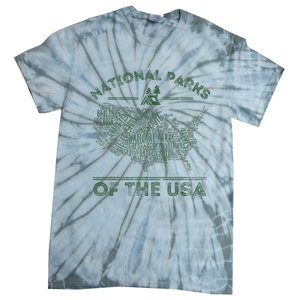 National Parks Map Hiking Travel Camping Outdoors Retro Usa Tie-Dye T-Shirt