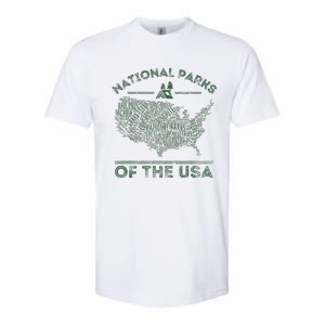 National Parks Map Hiking Travel Camping Outdoors Retro Usa Softstyle CVC T-Shirt