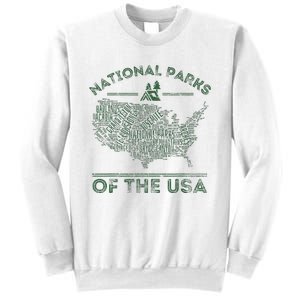 National Parks Map Hiking Travel Camping Outdoors Retro Usa Sweatshirt