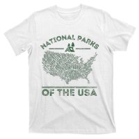 National Parks Map Hiking Travel Camping Outdoors Retro Usa T-Shirt