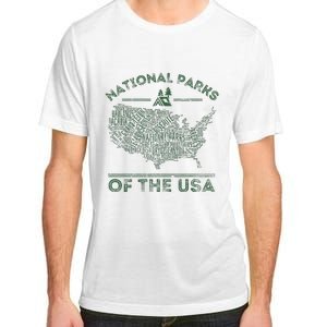 National Parks Map Hiking Travel Camping Outdoors Retro Usa Adult ChromaSoft Performance T-Shirt