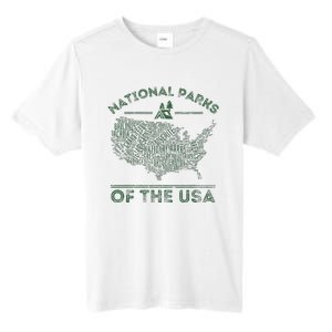 National Parks Map Hiking Travel Camping Outdoors Retro Usa Tall Fusion ChromaSoft Performance T-Shirt