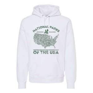 National Parks Map Hiking Travel Camping Outdoors Retro Usa Premium Hoodie