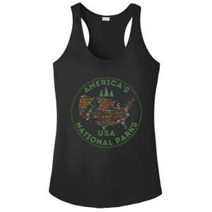 National Parks Map Hiking Travel Camping Outdoors Retro Usa Ladies PosiCharge Competitor Racerback Tank