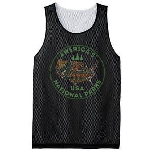 National Parks Map Hiking Travel Camping Outdoors Retro Usa Mesh Reversible Basketball Jersey Tank