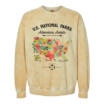 National Park Map Vintage Shirts All 59 National Parks Colorblast Crewneck Sweatshirt