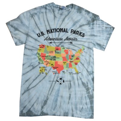 National Park Map Vintage Shirts All 59 National Parks Tie-Dye T-Shirt