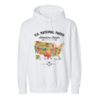 National Park Map Vintage Shirts All 59 National Parks Garment-Dyed Fleece Hoodie