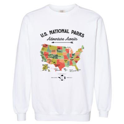 National Park Map Vintage Shirts All 59 National Parks Garment-Dyed Sweatshirt